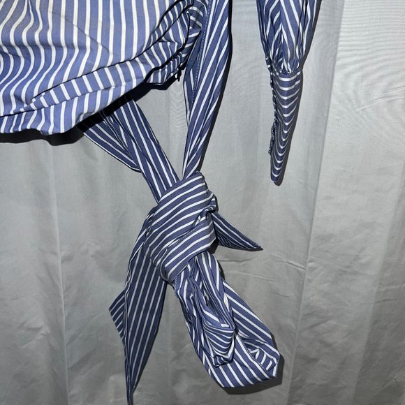 NY&C Striped, V-neck Poplin Wrap blouse Size XXL - Picture 6 of 8
